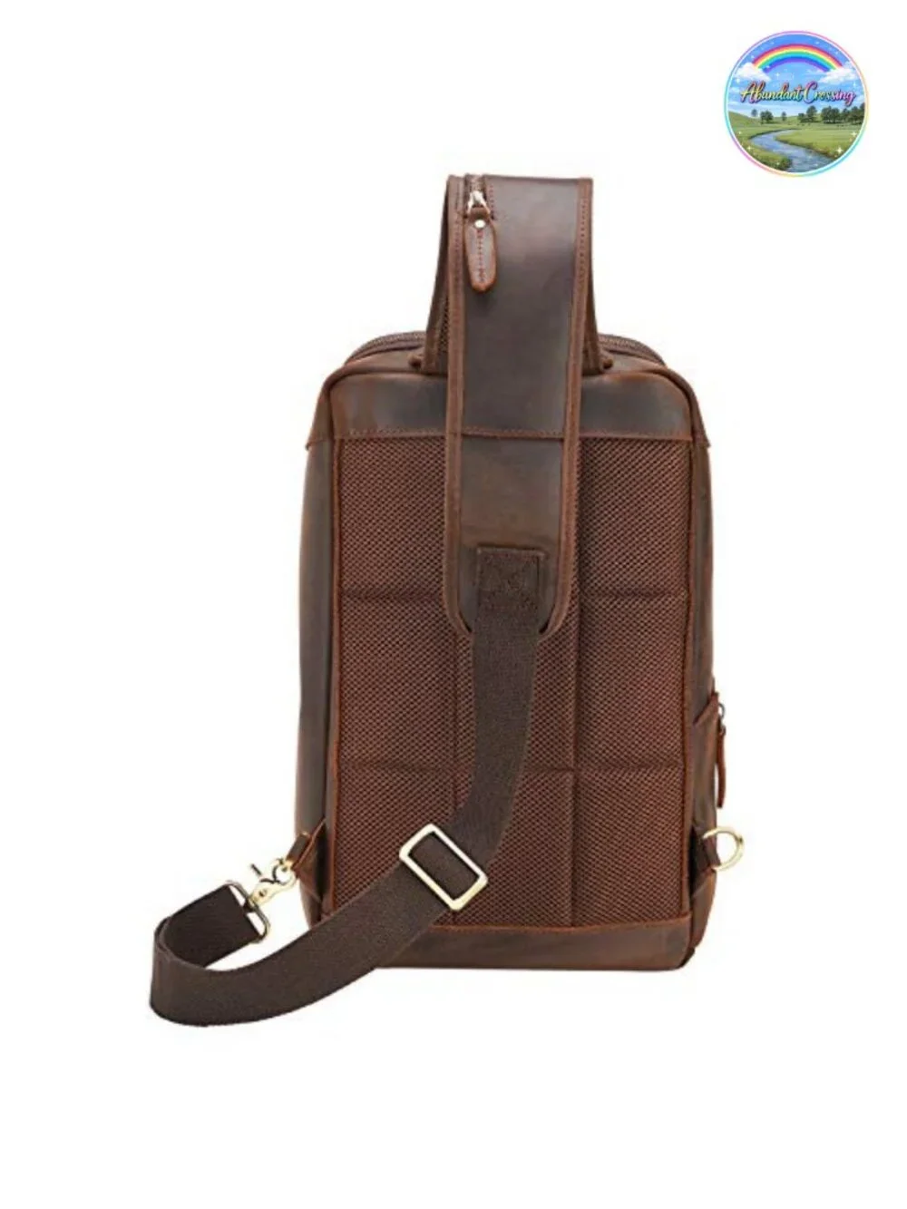 Leather Sling Shoulder Bag Men's Travel Hiking Daypack Crossbody